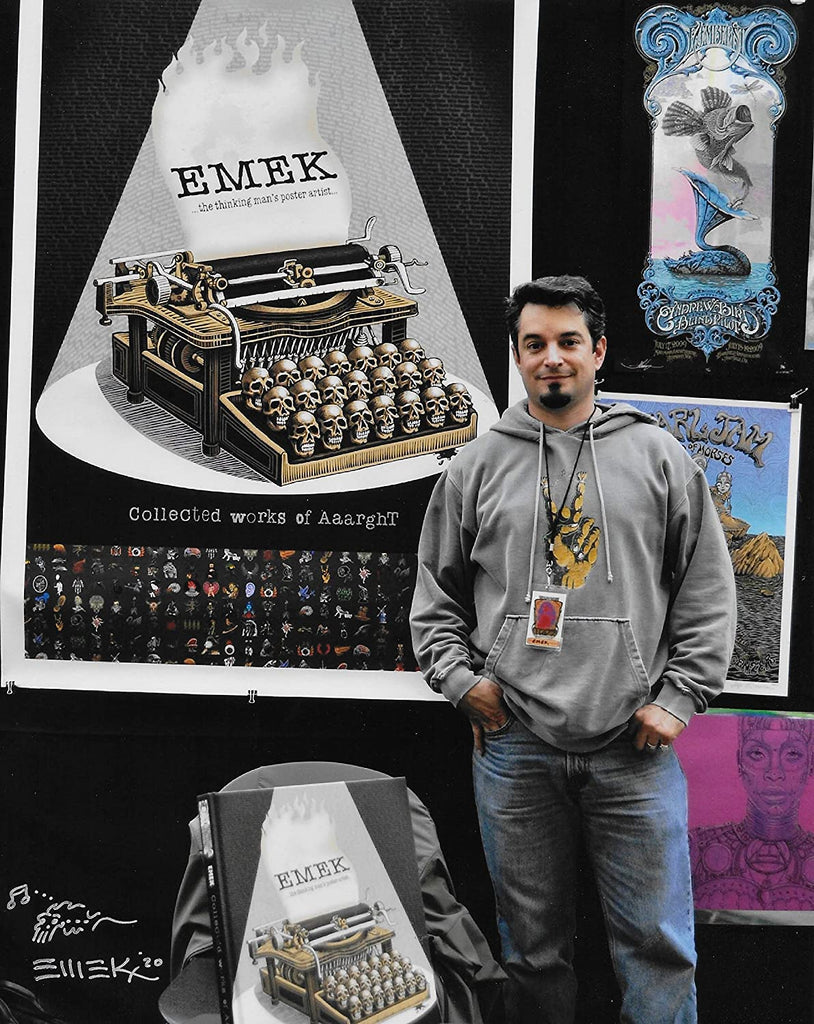 Emek Golan gig poster artist, illustrator signed 8x10 photo COA exact proof STAR