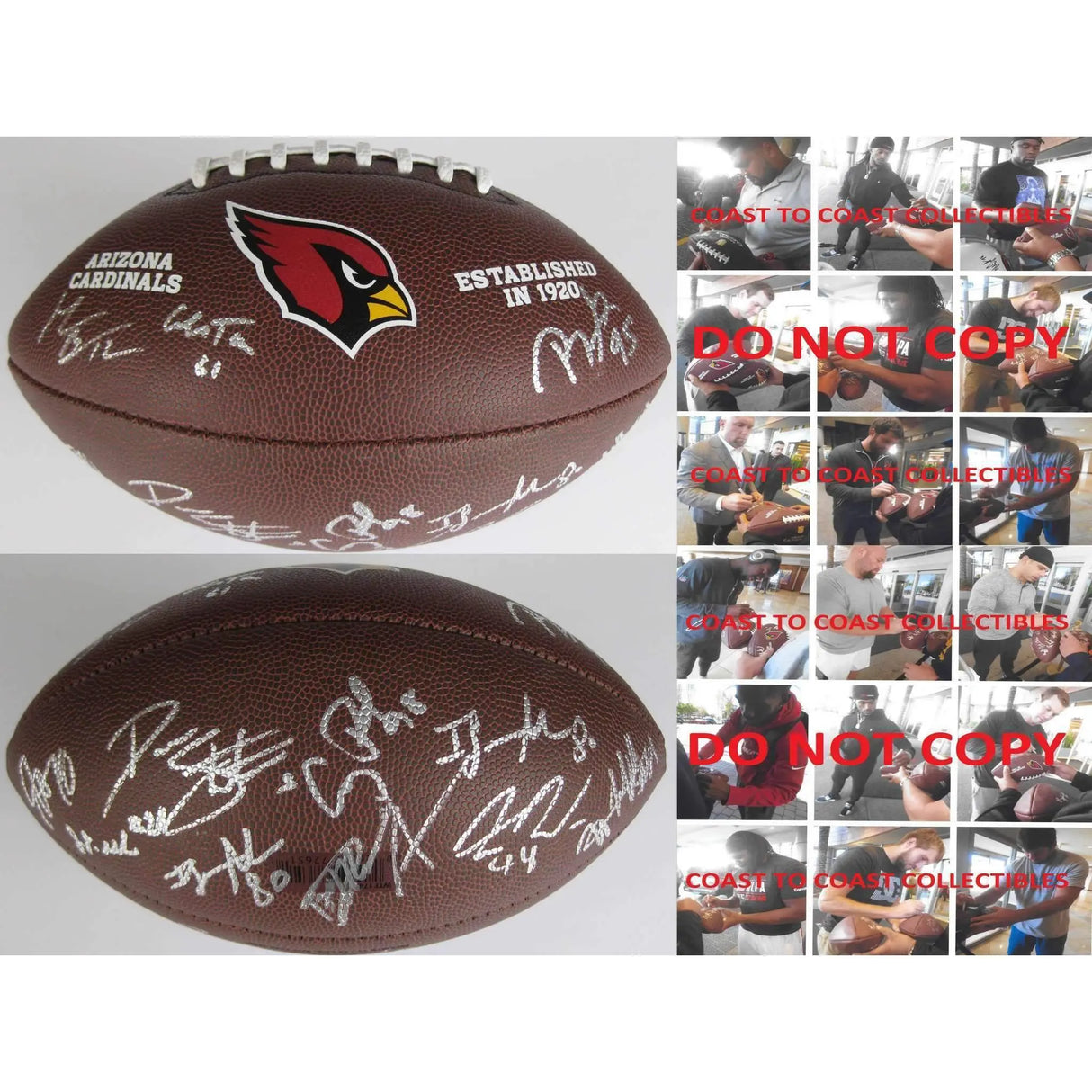2016-2017 Arizona Cardinals, Team, Signed, Autographed, NFL Logo Football,