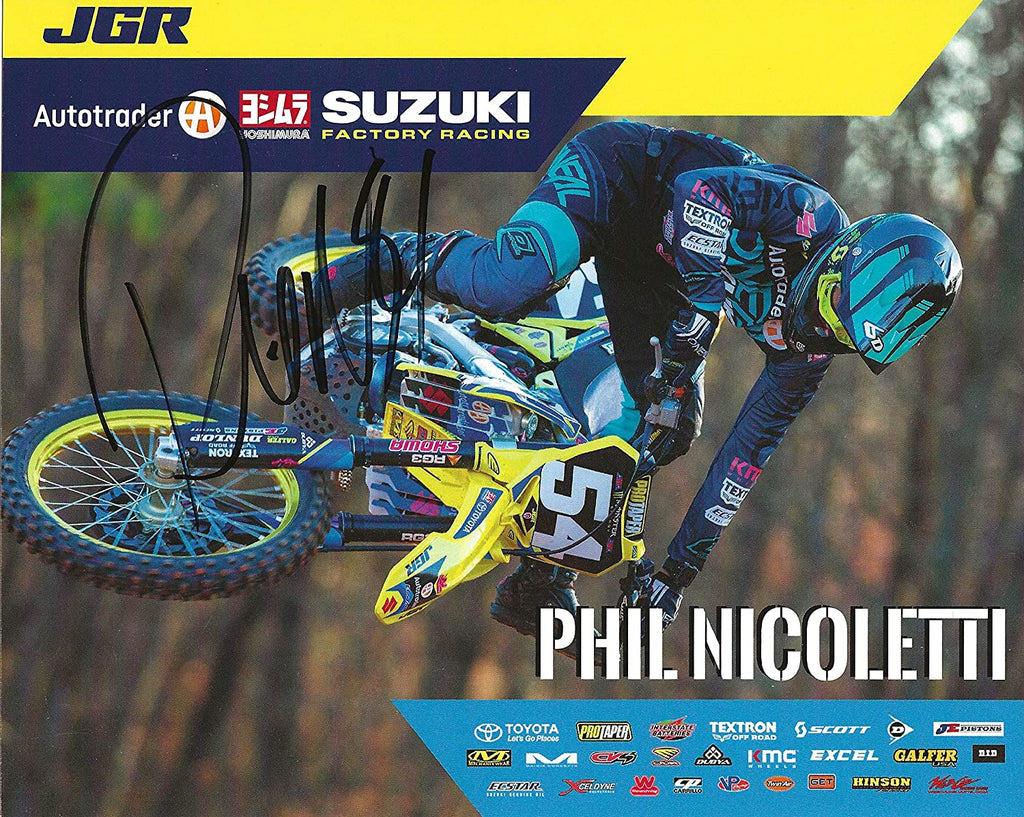 Phil Nicoletti Supercross Motocross autographed 8x10 photo poster COA.