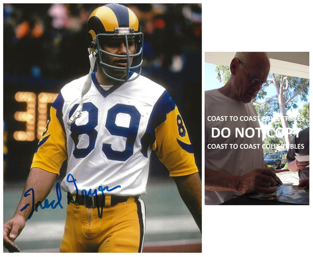 Fred Dryer signed Los Angeles Rams football 8x10 photo Proof COA autographed