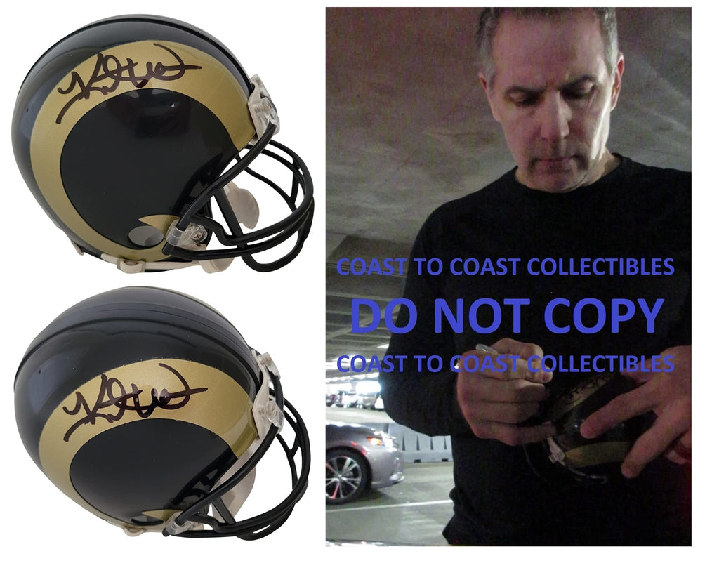 Kurt Warner SB MVP signed St Louis Rams mini football helmet COA exact proof