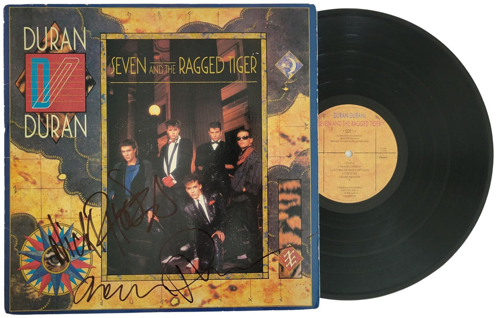 Duran Duran signed Seven and the Ragged Tiger album vinyl record COA exact proof STAR