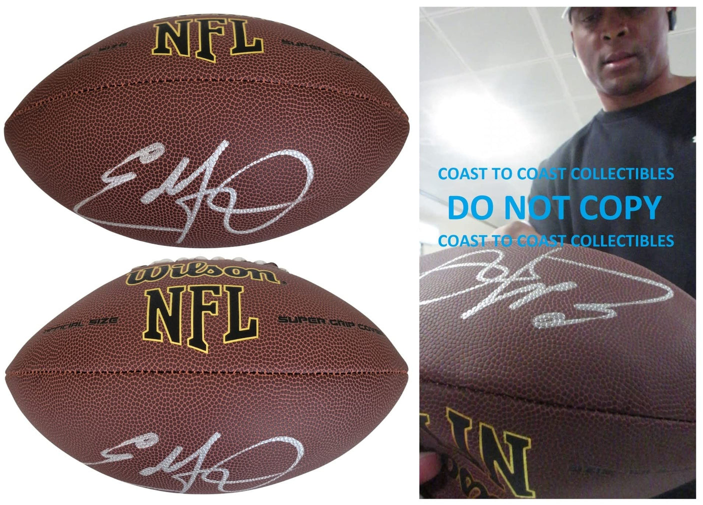 Eddie George Tennessee Titans Ohio State signed NFL football proof COA autographed