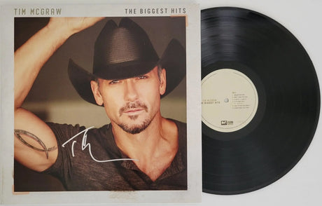 Tim McGraw signed The Biggest Hits album vinyl record proof COA autographed Star