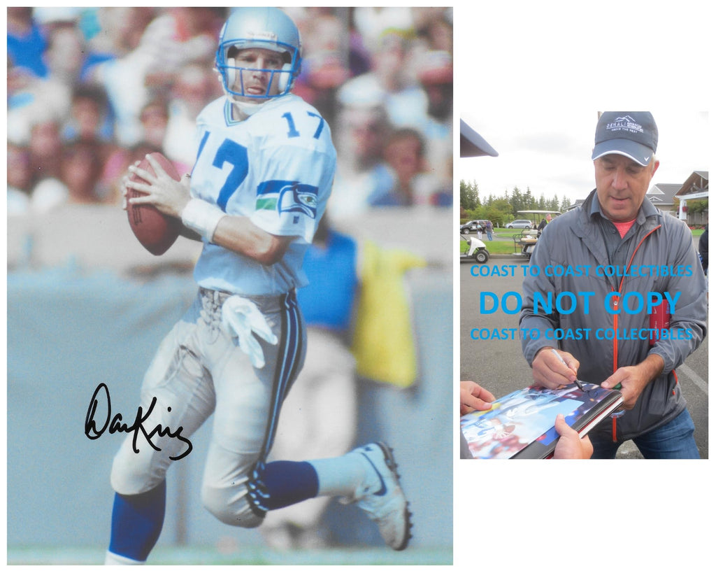 Dave Krieg signed Seattle Seahawks football 8x10 photo COA proof autographed