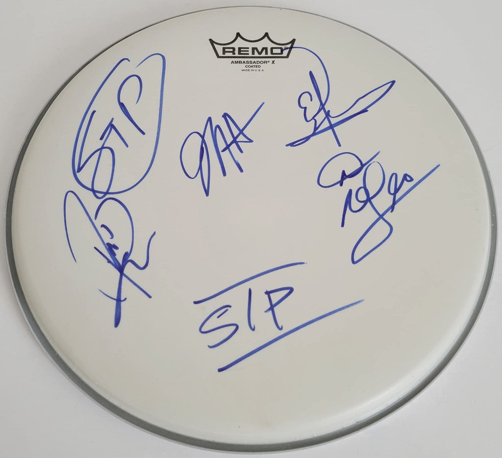 Stone Temple Pilots band signed 12'' Drumhead DeLeo Kretz Gutt COA exact proof star