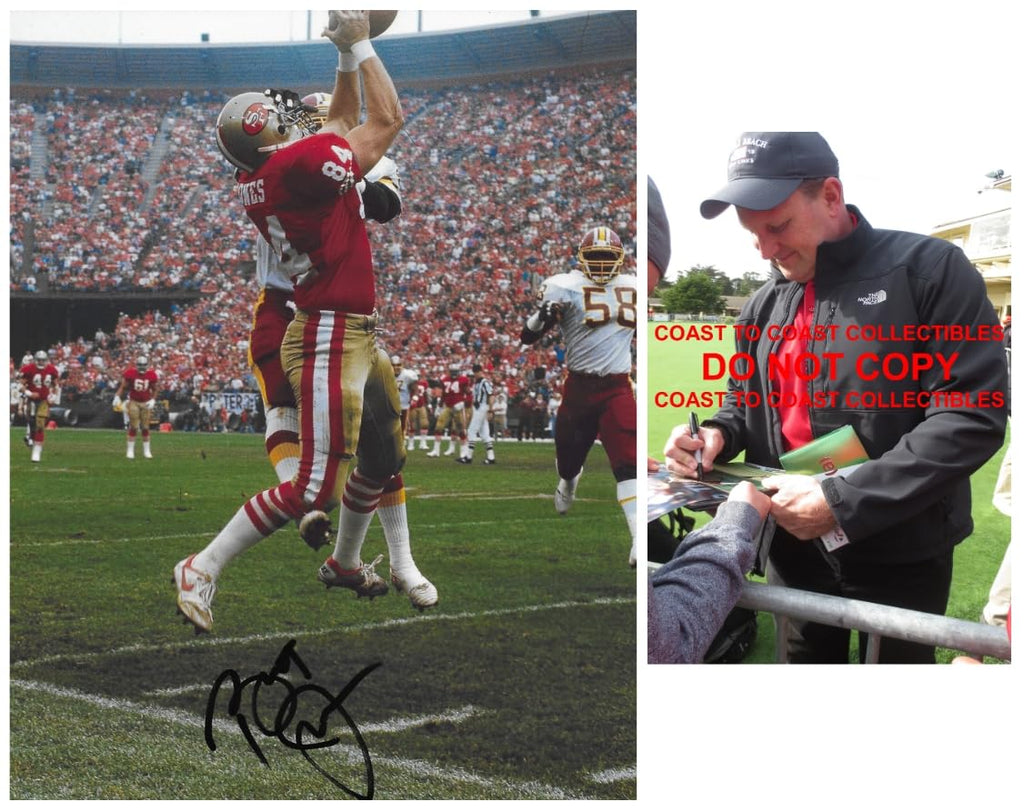 Brent Jones signed San Francisco 49ers football 8x10 photo Proof.COA autographed,