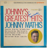 Johnny Mathis signed Greatest Hits album, vinyl COA exact proof autographed STAR