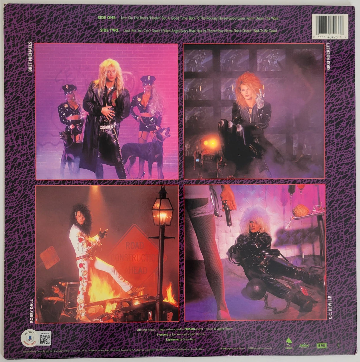 Bret Michaels signed Poison Open Up and Say. Ahh! album vinyl Beckett COA autograph Star