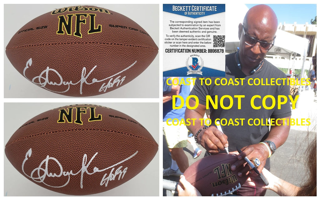 Eric Dickerson Rams Colts Raiders signed NFL football proof Beckett COA autographed