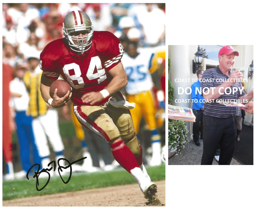 Brent Jones signed San Francisco 49ers football 8x10 photo Proof.COA autographed..