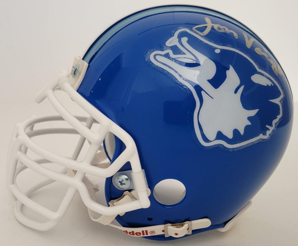Jon Voight Varsity Blues Bud Kilmer signed Texas Coyotes mini helmet proof COA STAR