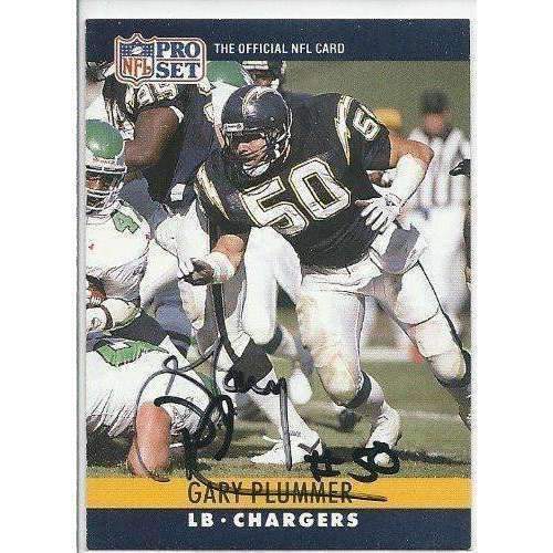 1990, Gary Plummer, San Diego Chargers, Signed, Autographed, PRO SET Football Card, Card # 280,