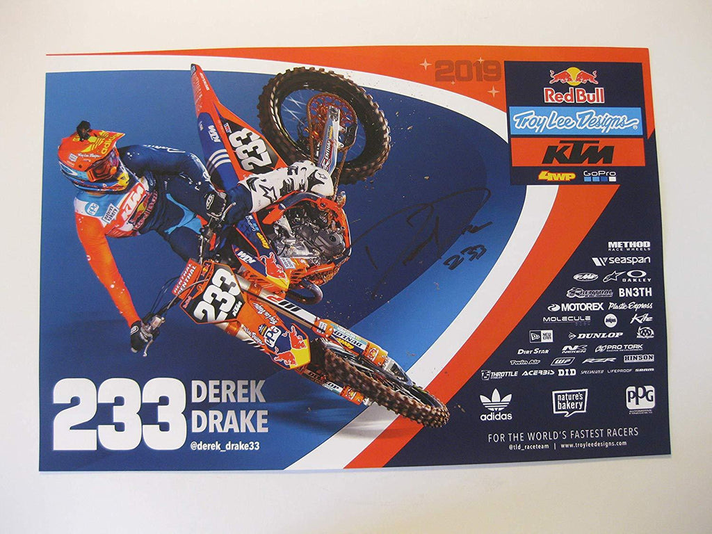 Derek Drake, supercross, motocross, signed, autographed, 12x18 poster, COA will be included'