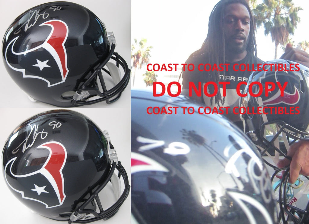 Jadeveon Clowney Houston Texans signed autographed full size Helmet, COA with the Proof Photo of Jadeveon Signing Will Be Included