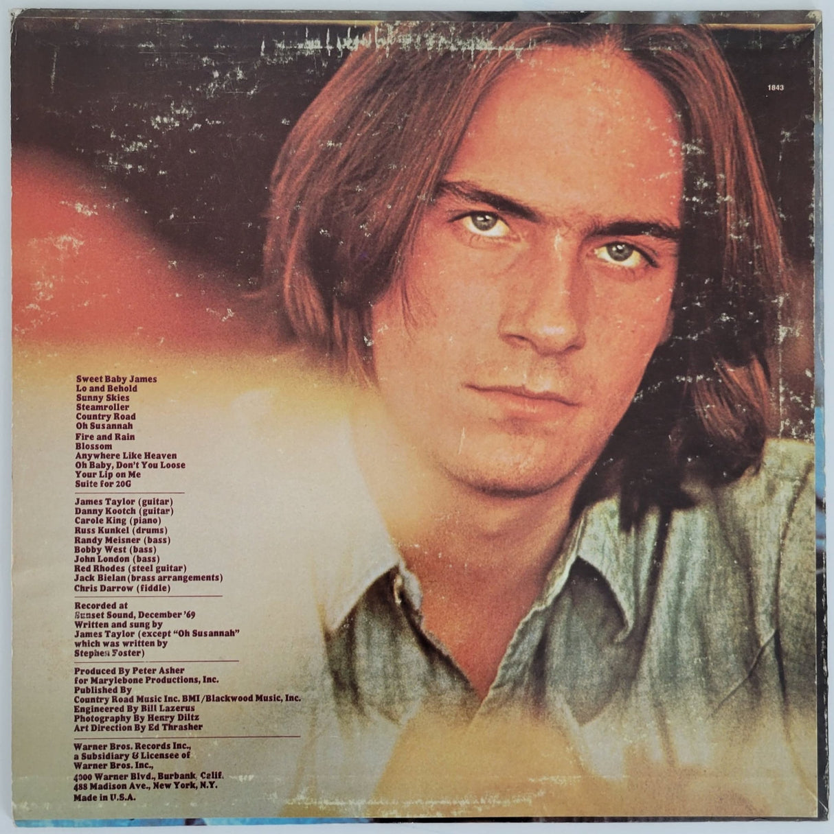 James Taylor Henry Diltz signed Sweet Baby James album vinyl record COA proof STAR