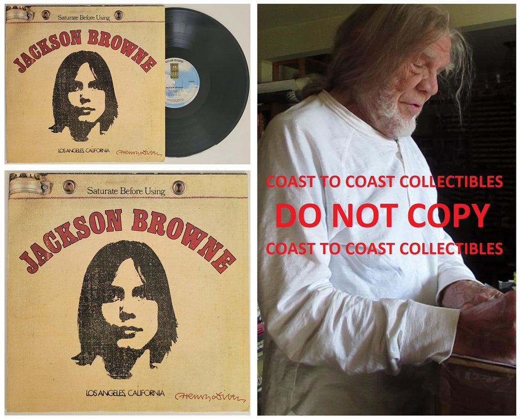 Henry Diltz signed Jackson Browne album vinyl record COA exact proof autographed STAR