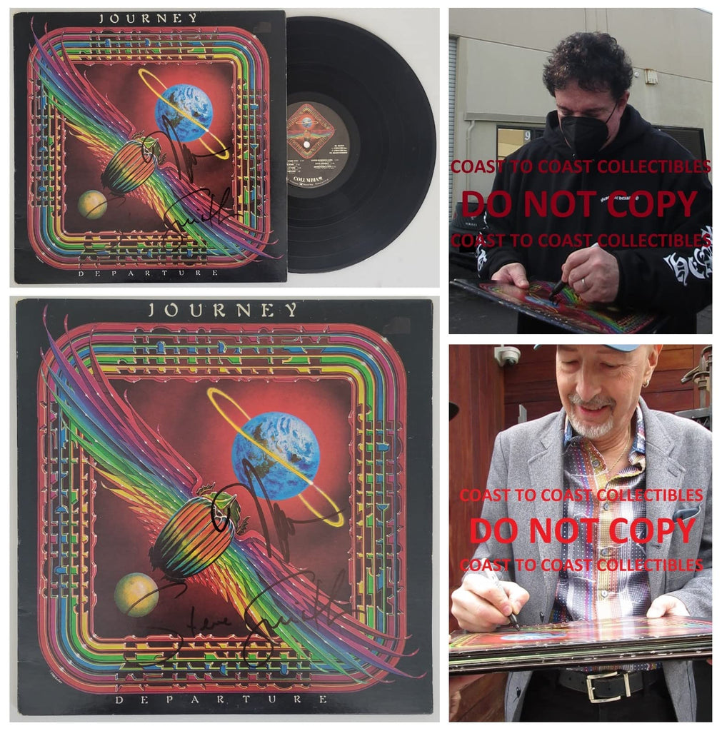Neal Schon Steve Smith signed Journey Departure album vinyl record COA proof STAR autographed