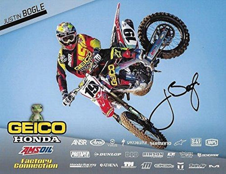 Justin Bogle, Supercross, Motocross, Signed, Autographed, Honda 9x12 Photo Card, a COA Will Be Included.