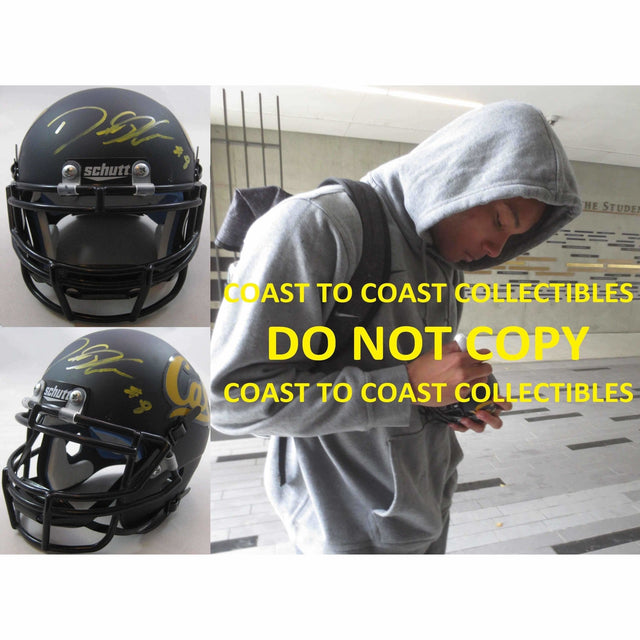 Demetris Robertson California Golden Bears signed, autographed mini football helmet - COA and proof