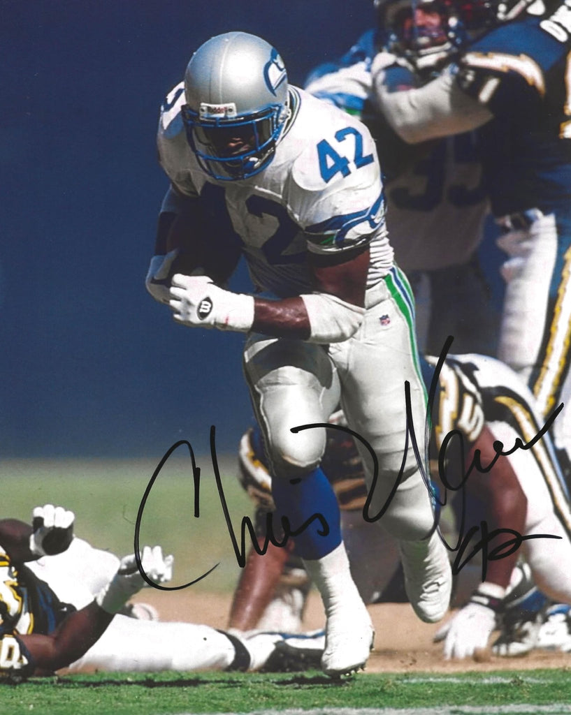 Chris Warren signed Seattle Seahawks 8x10 football photo Proof COA autographed.