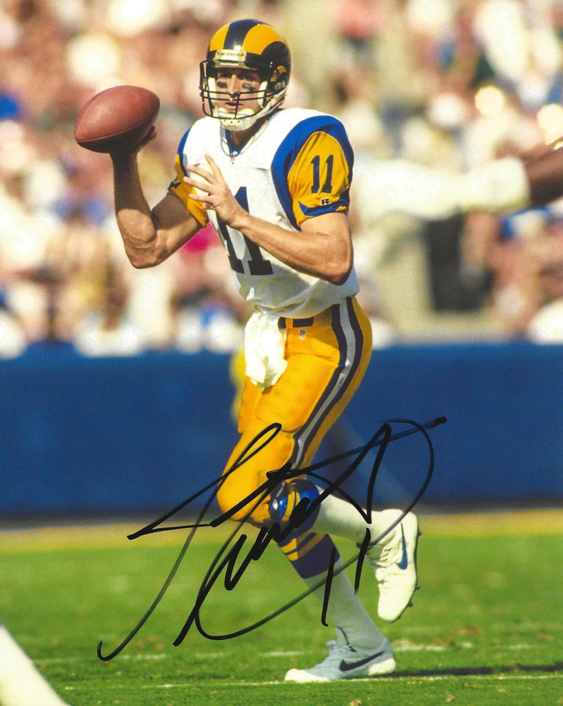 Jim Everett signed Los Angeles Rams football 8x10 photo Proof COA autographed..