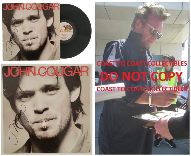 John Cougar Mellencamp signed John Cougar album vinyl record COA proof autograph STAR