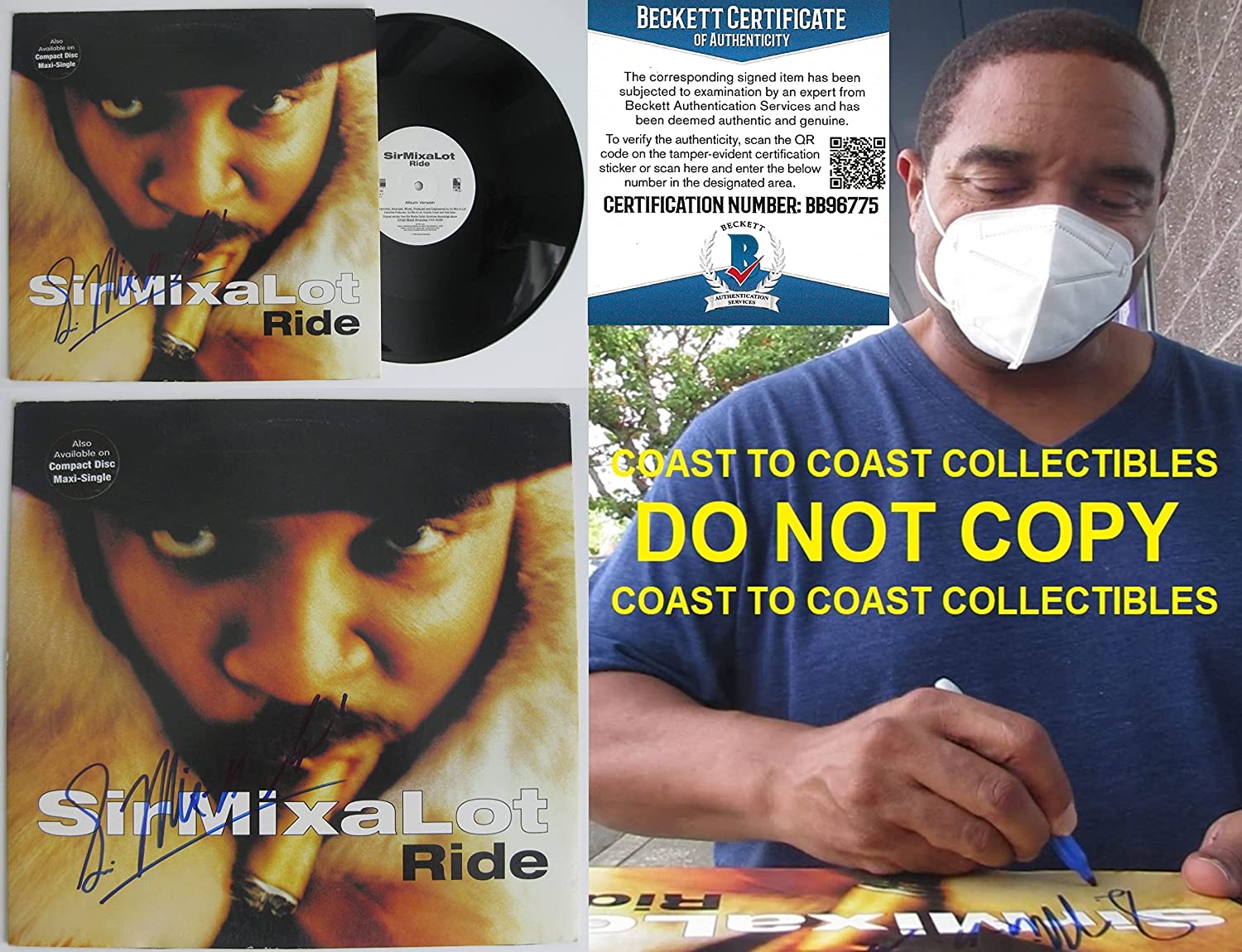 Sir Mix A Lot signed autographed Ride album vinyl record proof Beckett COA STAR
