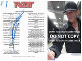 Stephen Pearcy Signed Ratt Lack of Communication Lyrics Sheet Proof COA Autographed