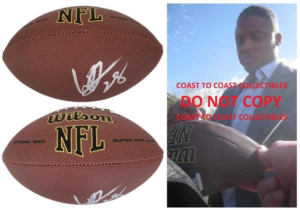 Warrick Dunn Tampa Bay Buccaneers Falcons signed football proof COA autographed