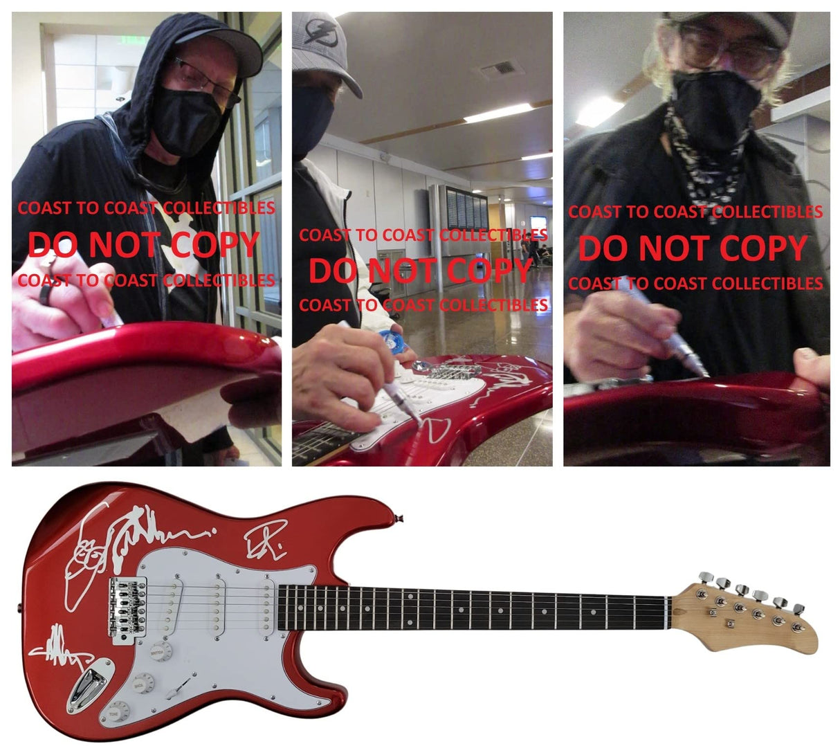 Cheap Trick band signed full size Electric guitar COA proof Robin Zander,Rick Nielsen,Tom Peterson star