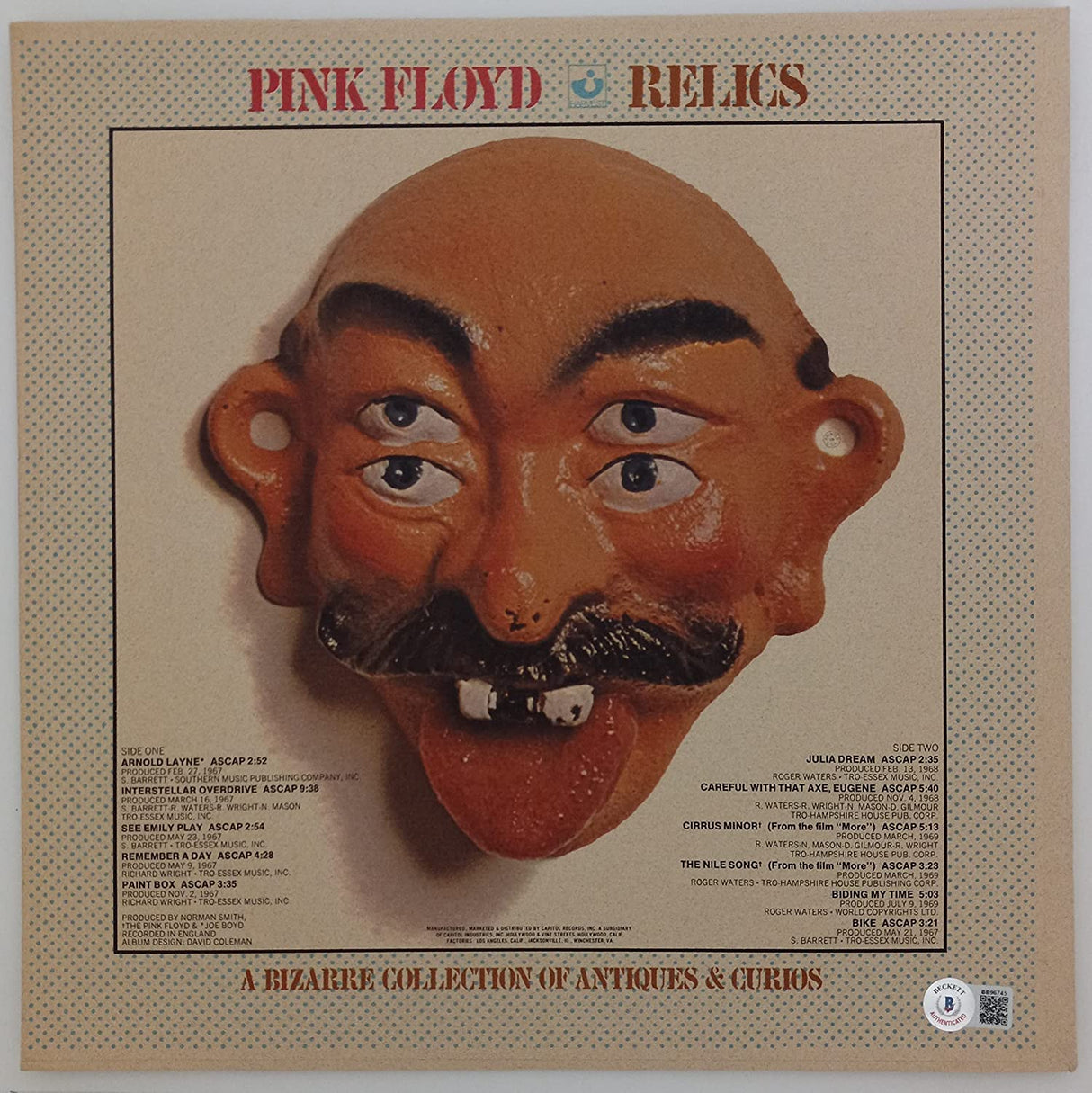 Nick Mason signed autographed Pink Floyd Relics album Record proof Beckett COA STAR