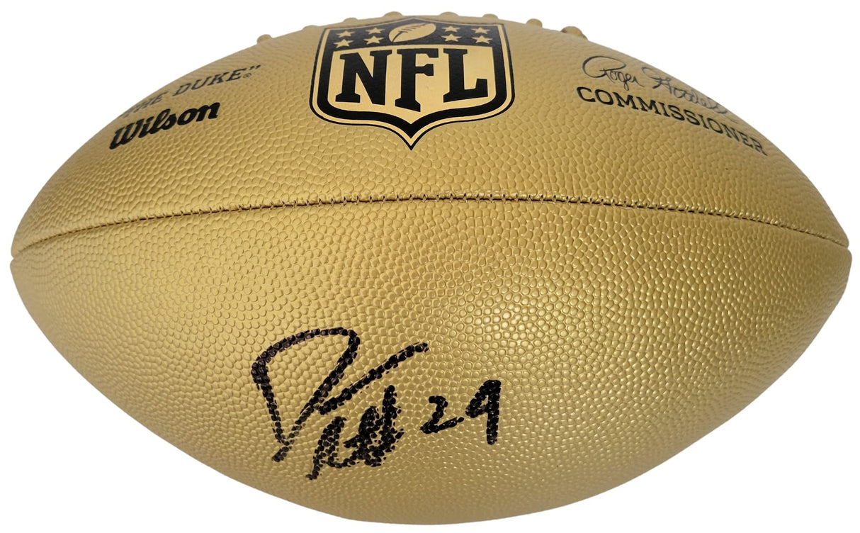 Darrelle Revis HOF New York Jets signed Gold NFL football proof COA autographed