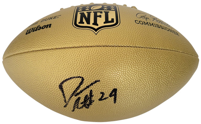 Darrelle Revis HOF New York Jets signed Gold NFL football proof COA autographed