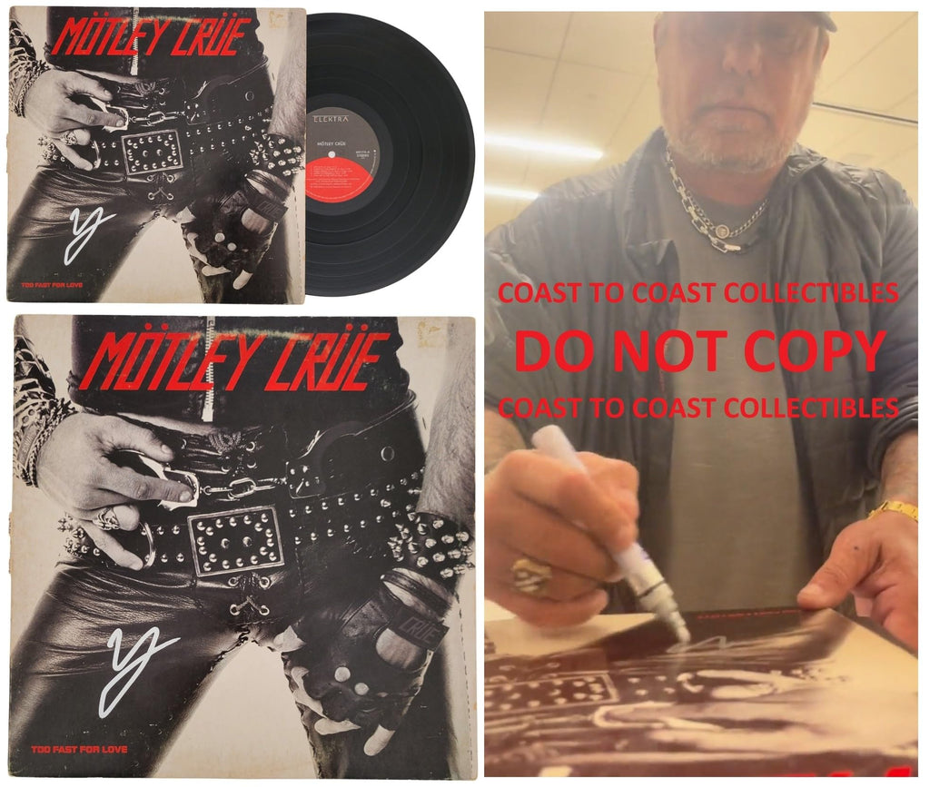 Vince Neil signed Motley Too Fast For Love album vinyl record COA exact proof star