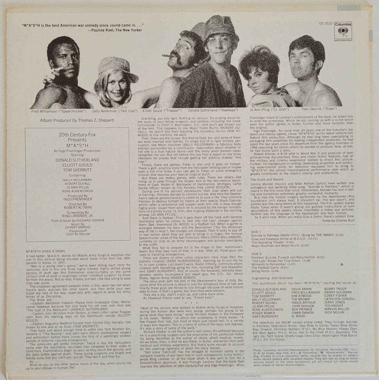 Tom Skerrit signed Mash Soundtrack album vinyl LP exact proof COA autographed STAR