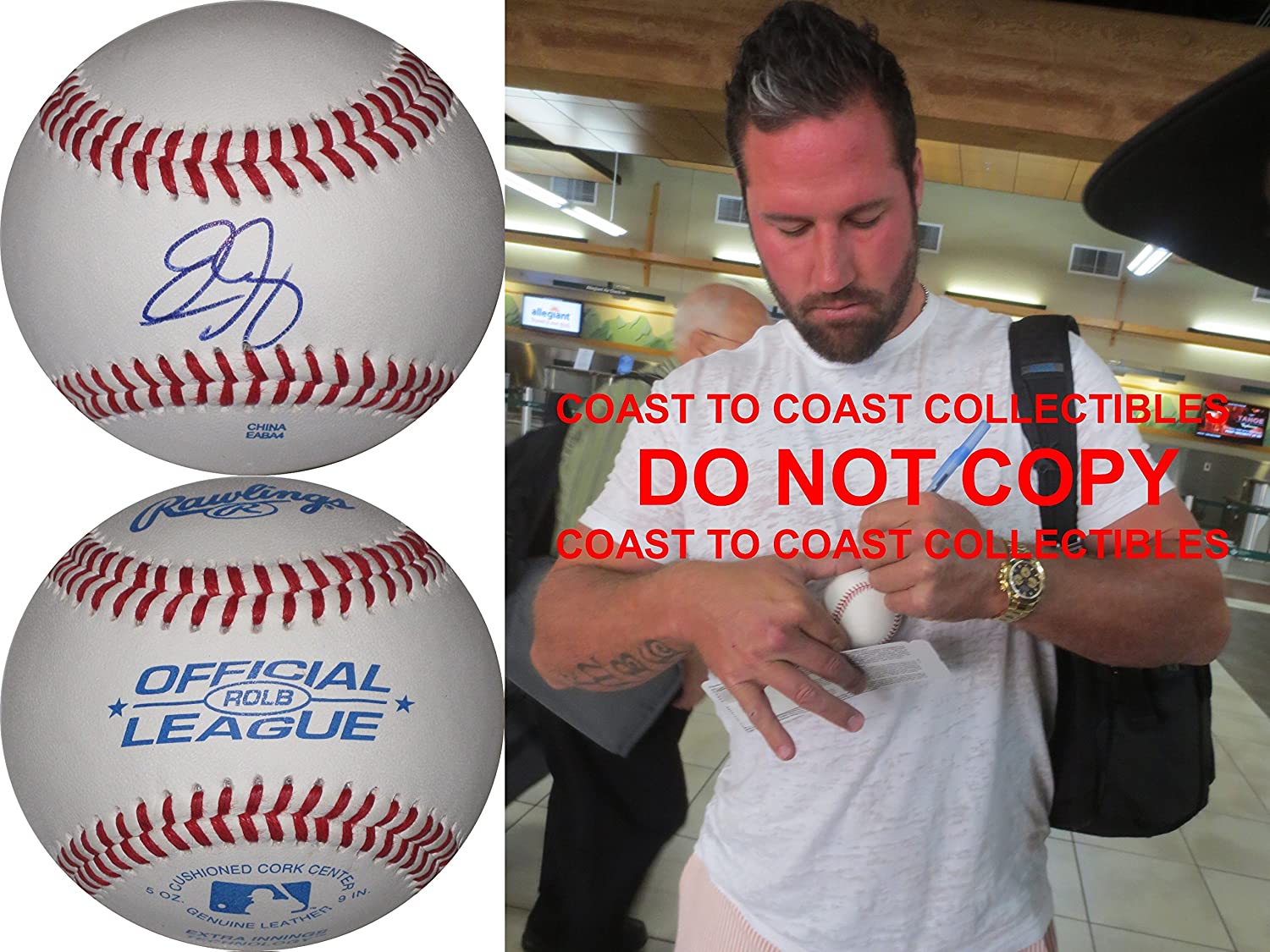 Eric Gagne Los Angeles Dodgers Boston Red Sox Rangers signed autographed baseball proof.