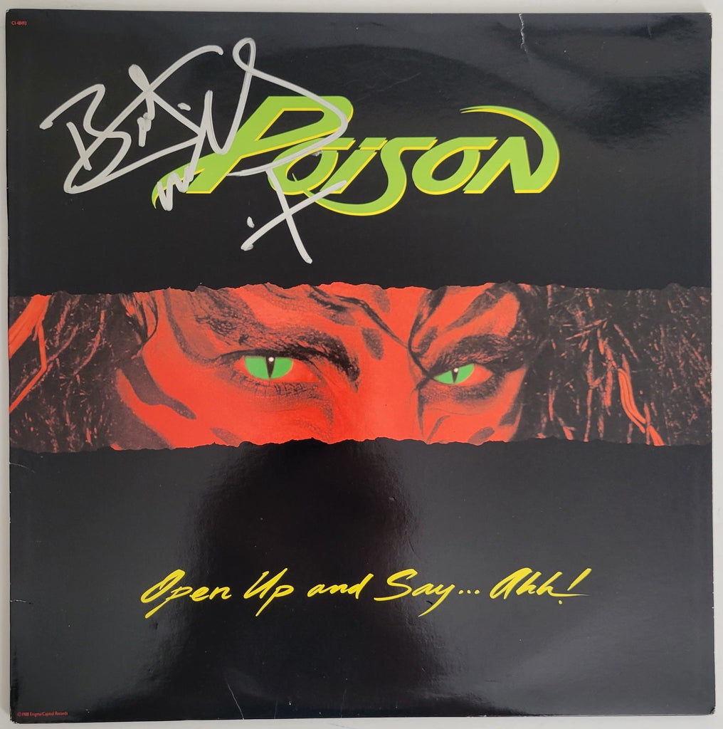 Bret Michaels signed Poison Open Up and Say. Ahh! album vinyl Beckett COA autograph Star