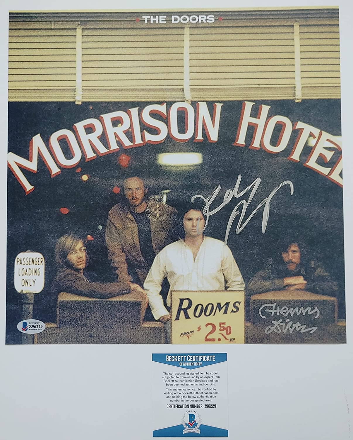 Robby Krieger Henry Diltz signed Doors Morrison Hotel 12x12 photo proof Beckett COA autograph STAR