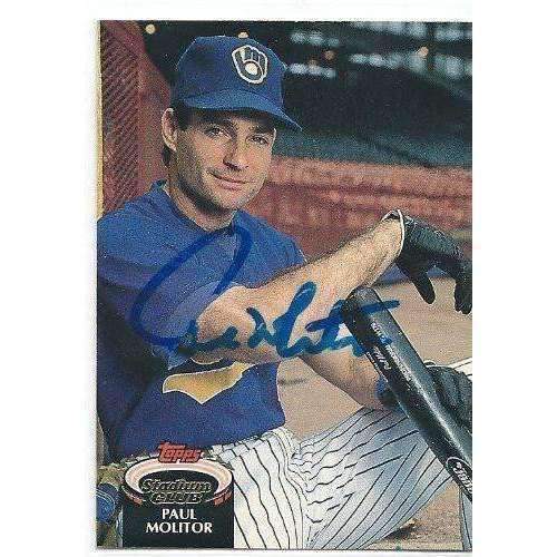 1992, Paul Molitor, Milwaukee Brewers, Signed, Autographed, Topps Stadium Club Baseball Card, Card # 230,
