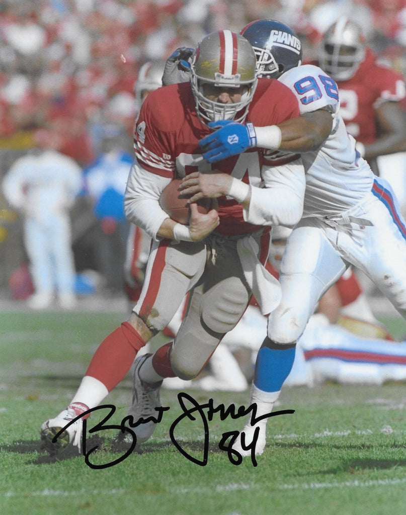 Brent Jones signed San Francisco 49ers football 8x10 photo Proof.COA autographed.