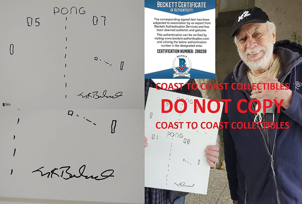 Nolan Bushnell signed autographed 11x14 Pong original sketch Proof Beckett COA Star