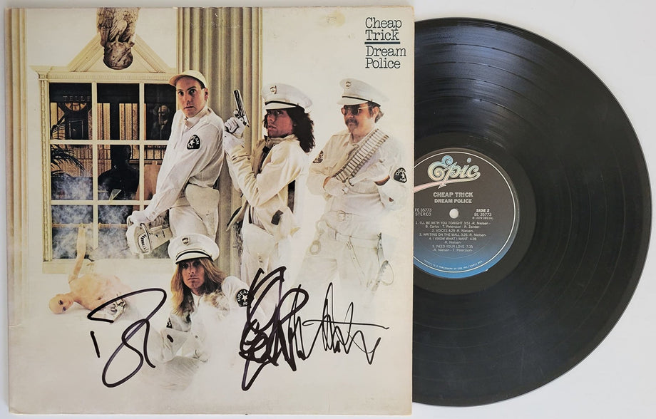 Cheap Trick band signed Dream Police album COA proof Robin Zander,Rick  Nielsen,Tom Peterson star