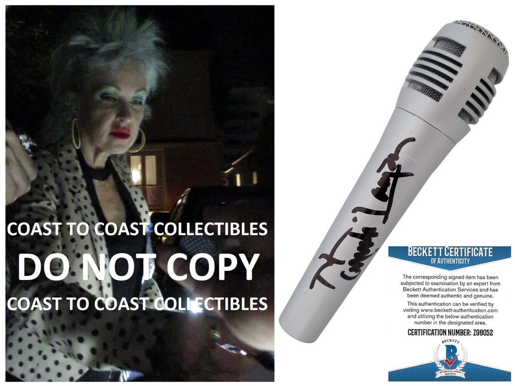 Cyndi Lauper Girls just want to have fun signed microphone mic proof Beckett COA STAR