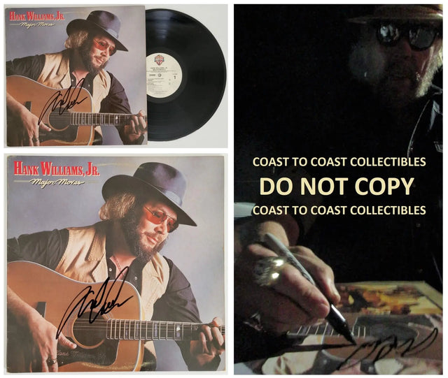 Hank Willams Jr signed Major Moves album vinyl record proof COA autographed Star