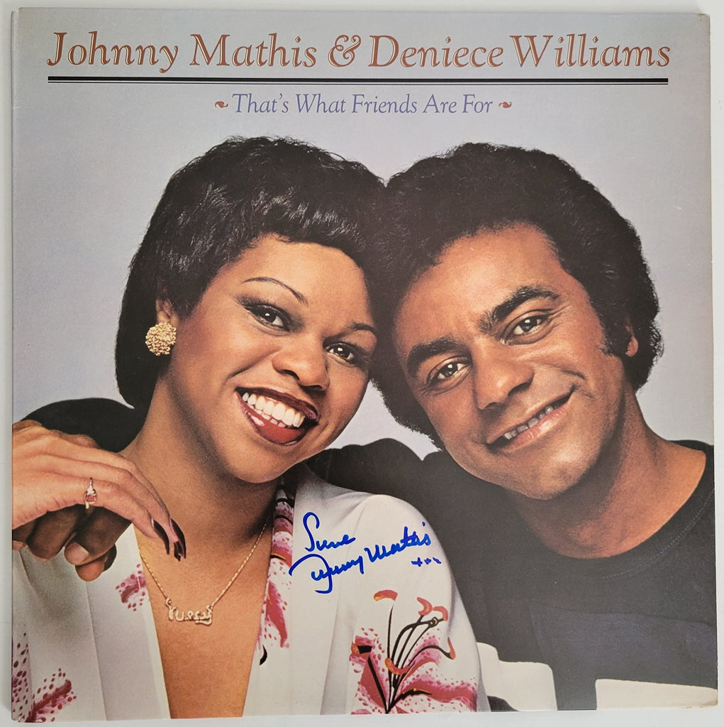 Johnny Mathis signed That's what Friends are for album, vinyl COA exact proof autographed STAR