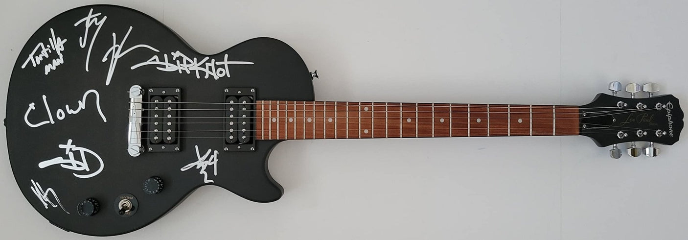 Slipknot metal band signed Les Paul guitar,Clown,Wilson,Root,Jay,Mick COA Proof STAR