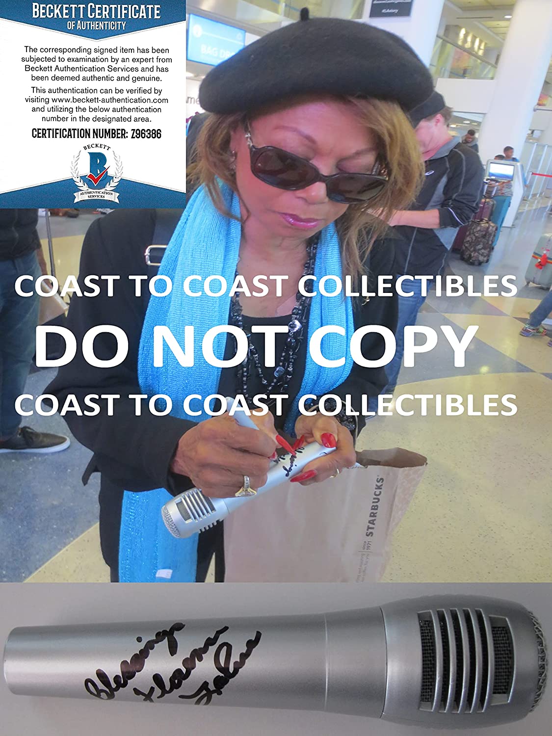 Florence LaRue The 5th Dimension signed microphone mic proof Beckett COA STAR