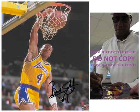 Byron Scott signed Los Angeles Lakers basketball 8x10 photo Proof COA autographed..