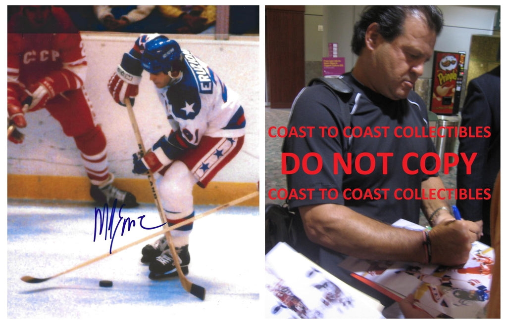 Mike Eruzione Signed USA Hockey 8x10 Photo COA Proof Autographed 1980 Winter Olympics Gold..